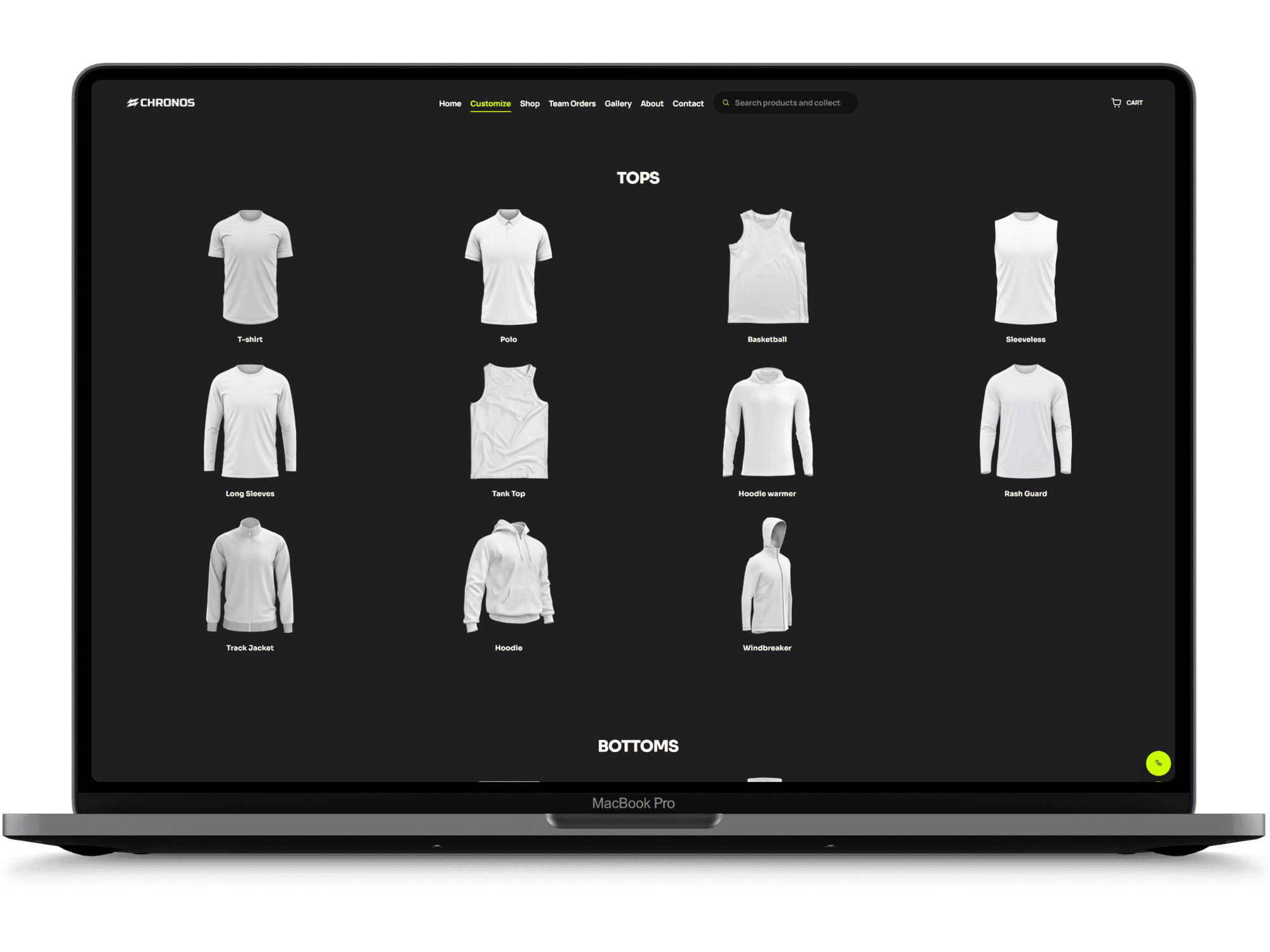 Chronos Athletics product and collection selection catalog
