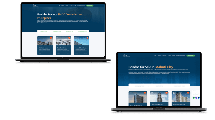 Structured condo listing and location page on the SMDC property website