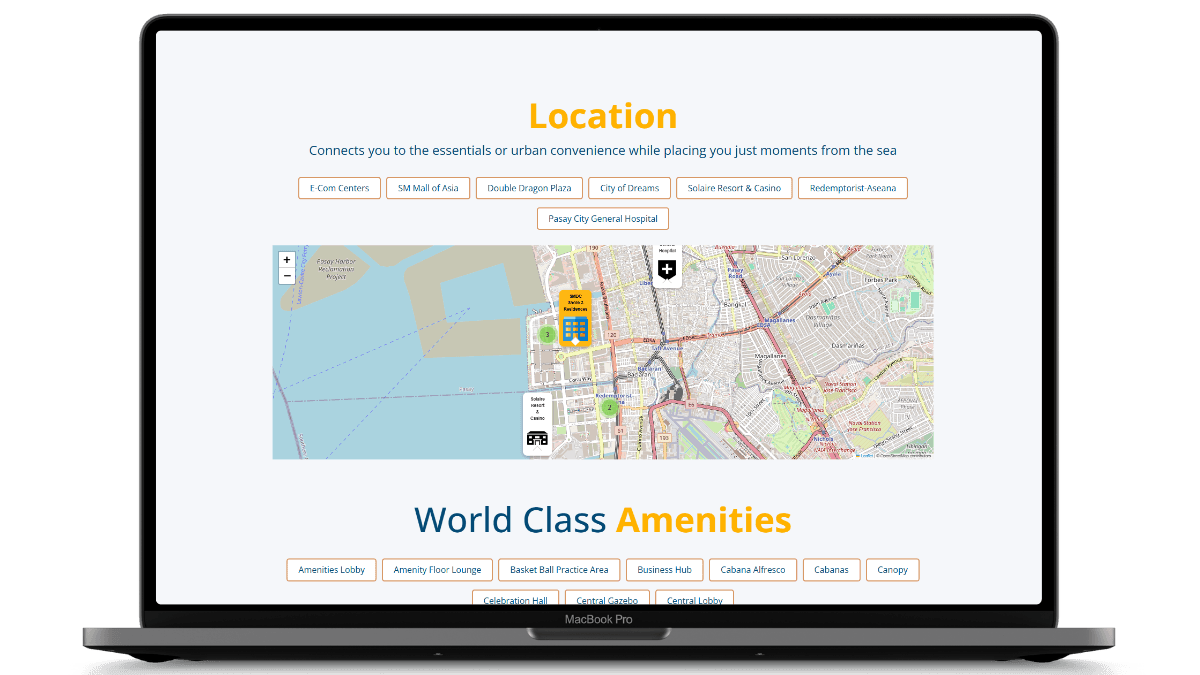 Map and nearby amenity context for an SMDC property